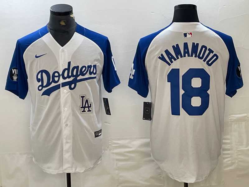 Men's Los Angeles Dodgers #18 Yoshinobu Yamamoto White Blue Fashion Stitched Cool Base Limited Jersey,We sell and wholesale Men's Los Angeles Dodgers #18 Yoshinobu Yamamoto White Blue Fashion Stitched Cool Base Limited Jersey on line form chian!